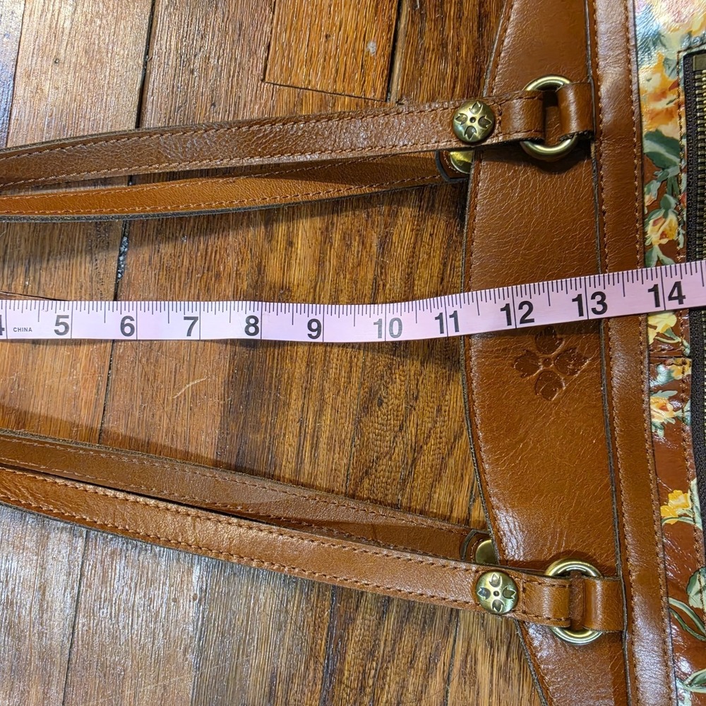 Patricia Nash Women Large Satchel Tan Leather Antique Rose Floral Handbag Purse - Picture 8 of 10
